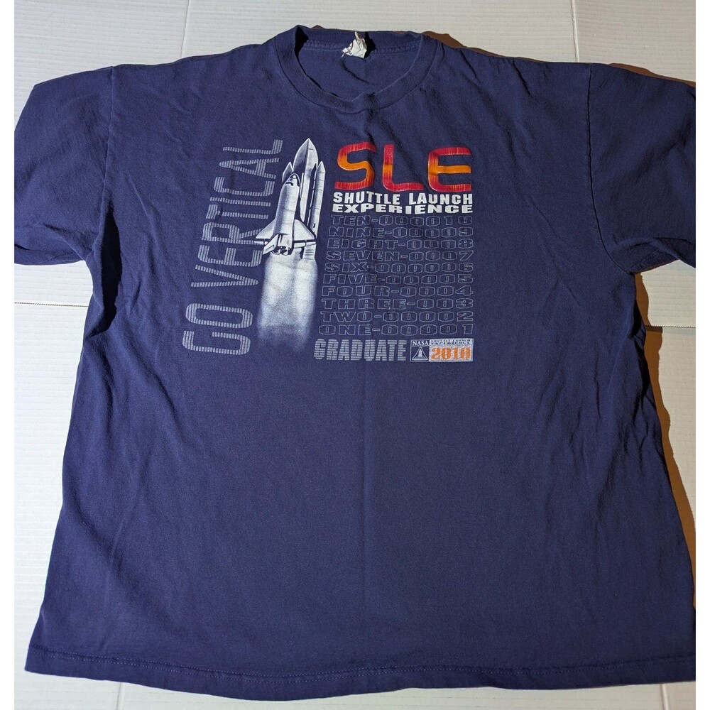 NASA Go Vertical tee shirt unisex Blue Shuttle Launch Graduate 2010 Size XL